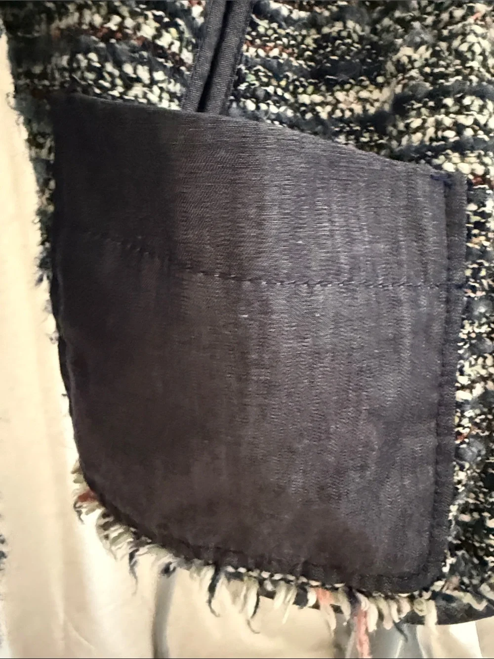 Escada Navy Bouclé Tweed Jacket with Multi-Color Flecks